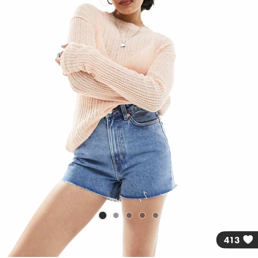 Weekday Rowe high waisted denim shorts